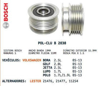 Polea Clutch Alternador Bosch Volkswagen Audi PAC2038