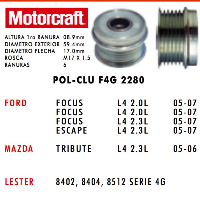 Polea Clutch Alternador POL-CLUF4G2280