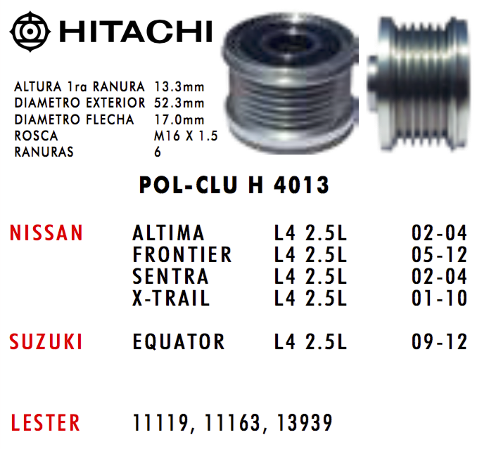 POLEA CLUTCH ALTERNADOR PAC4013