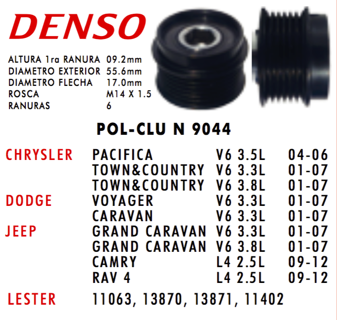 POLEA CLUTCH ALTERNADOR PAC9044